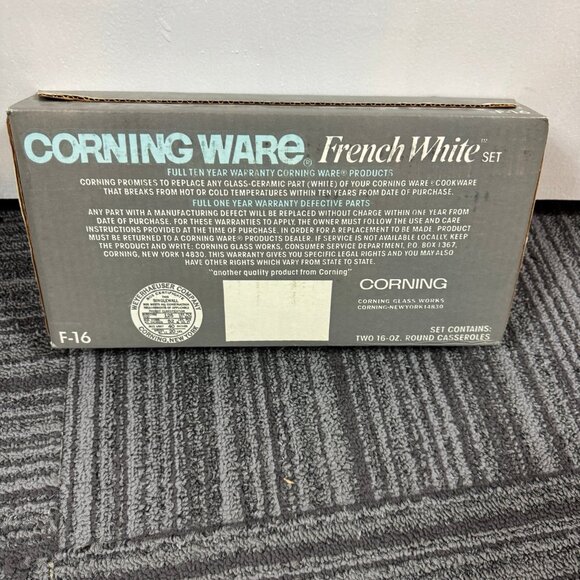 Corning Ware French White F-16 Set | Vintage 1980s | Two 16oz Round Casserole Di - Picture 4 of 4